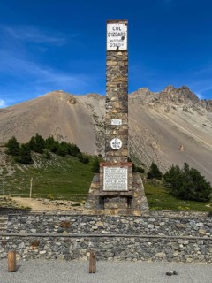 At Alpine pass Col de l'Izoard d'Izoard 2360 metres high road pass at pass summit of mountain road