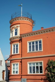 Apartment house with tower, built in 1898, in Ystad, Skåne County, Sweden, Scandinavia