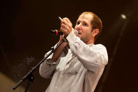 Marco Michael Wanda, singer, from WANDA live on SCHÖN BEI DIR LIVE 2025-Tour in the Berlin Citadel