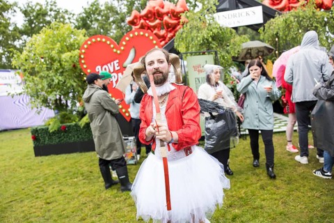 Cupid with bow and arrow at the Lollapalooza Festival in the Olympiastadion and on the Maifeld,
