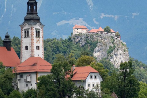 Lake Bled in north-west Slovenia with the famous island church of the Assumption of the Virgin