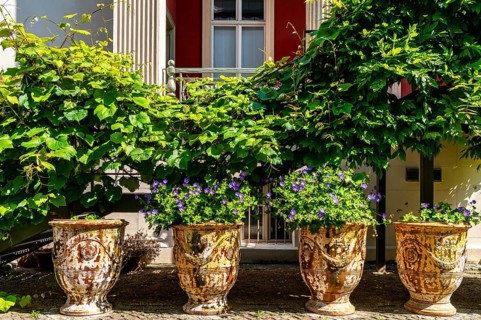 Decorative courtyard area in the Palais am Stadhaus, Potsdam, Brandenburg, Germany