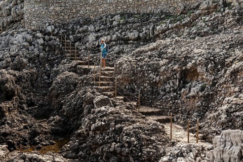 Picturesque wild hiking trail on the coast, Sentier du Littoral, Cap d'Antibes, Antibes, Provence