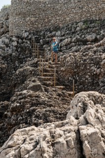 Picturesque wild hiking trail on the coast, Sentier du Littoral, Cap d'Antibes, Antibes, Provence