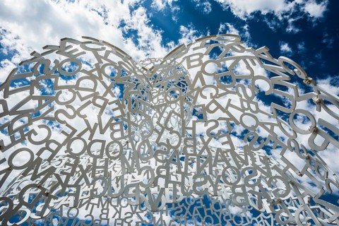 Sculpture made of letters, Le Nomade, artist Jaume Plensa, Antibes, Provence Alpes Côte d'Azur,