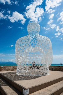 Sculpture made of letters, Le Nomade, artist Jaume Plensa, Antibes, Provence Alpes Côte d'Azur,