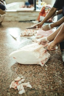 Market hall, section of camel butchers, Salalah, Dhofar, Oman