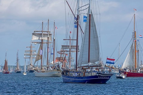 Sailing ships, windjammer parade, Kieler Woche, Kiel Fjord, Kiel, Schleswig-Holstein, Germany
