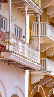 Columbia, Unesco site, colorful Cartagena Walled City Cuidad Amurrallada in historic city center