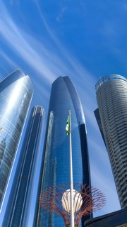 UAE, United Arab Emirates, Abu Dhabi downtown panorama and financial center skyline