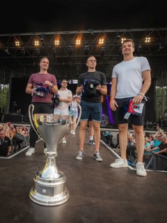Players of the Eisbären Berlin at the Berliner Rundfunk 91.4 Open Air in the Berlin Parkbühne