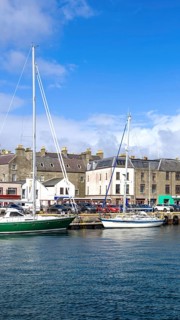 Lerwick, a coastal city in Shetland Scotland British Islands in England with scenic medieval houses