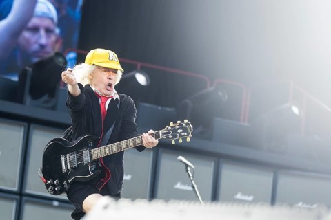 Brian Johnson, lead singer of AC/DC live on Power Up Tour 2025 at the Olympiastadion Berlin on 30