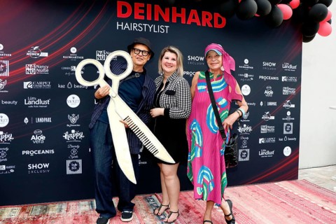 Rolf Scheider, Janine Becker and Barbara Engel at the VIP opening of the new Deinhard Salon Am