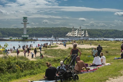 Windjammer parade 2025 on the Kiel Fjord at the end of Kiel Week, tall ships, three-master, sail
