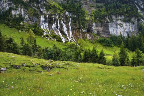 Jungibach Falls in Gental near Engstlenalp, Canton Bern, Switzerland