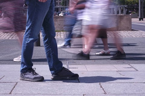 Passers-by in a summer city, shopping, Germany