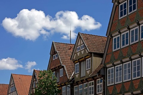 Half-timbered houses in the old town centre, Celle, Lower Saxony, Germany