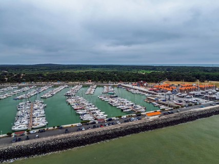 Marina in Le Verdon-sur-Mer from a drone, Nouvelle-Aquitaine, Gironde, France, EuropeLe