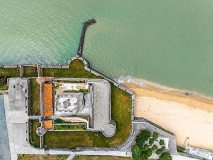 Top Down view over castle Fouras from a drone, Fouras-les-Bains, Charente-Maritime,
