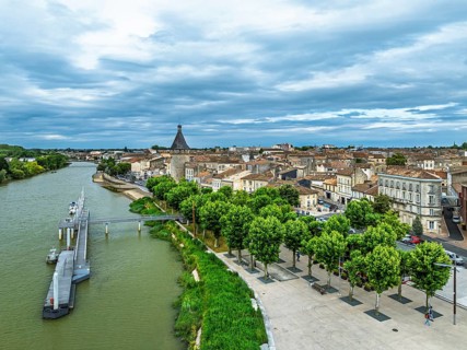 Libourne from a drone, Gironde, Nouvelle-Aquitaine, Saint-Emilion and Pomerol, Southwestern France