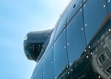 Architectural detail, Kunsthaus Graz building, Graz Art Museum, Austria