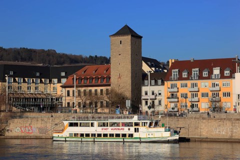 Main harbour in Würzburg, Lower Franconia, Bavaria, Germany
