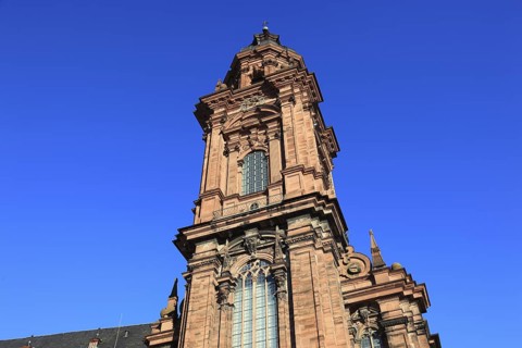 Tower of the new church. Today the building is used as an assembly hall and banqueting hall of the
