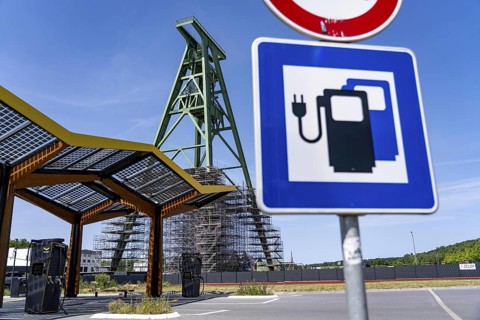 Electric charging station on the site of the former Lohberg colliery in Dinslaken, operated by