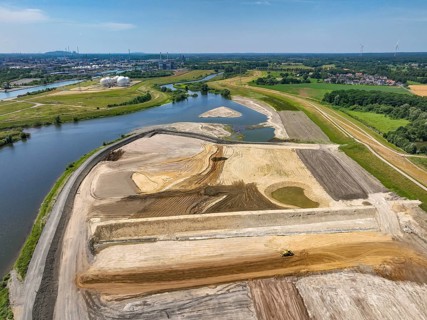 Haltern-Marl, North Rhine-Westphalia, Germany - Lippe, flood protection in the