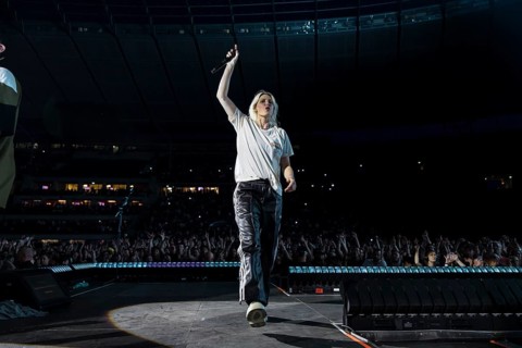 Emily Armstrong, lead singer of Linkin Park live on From Zero World Tour 2025 at the Olympiastadion