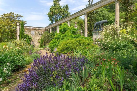 Italianate gardens designed by Harold Ainsworth Peto, Iford Manor, Wiltshire, England, UK