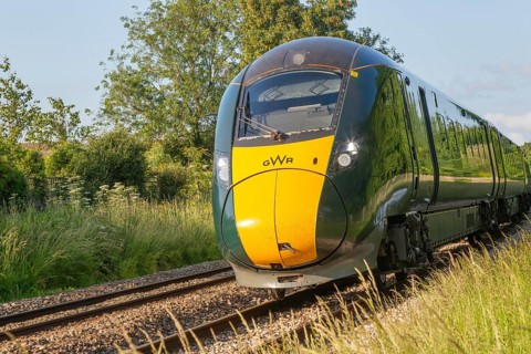 GWR British Rail Class 800 Inter City Express train, Pewsey, Wiltshire, England, UK