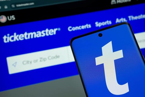 Dhaka, Bangladesh - 18 March 2025: The logo of the Ticketmaster is displayed on a smartphone