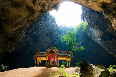 Temple in a stalactite cave, Phraya Nakhon Cave, Khao Sam Roi Yot National Park, Hua Hin, Prachuap