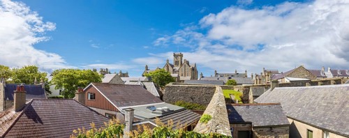 Lerwick, a coastal city in Shetland Scotland British Islands in England with scenic medieval houses