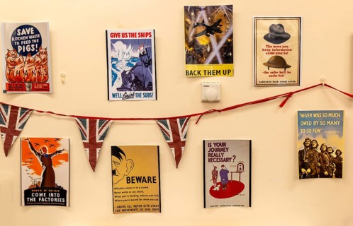 Exhibition of 1940s government public information wartime propaganda posters, Wiltshire, England,