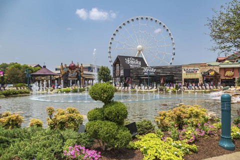 The Wheel ferris wheel behind the Ole Smoky Moonshine store at The Island recreation center in