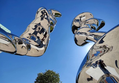 Stainless steel sculpture entitled Points of View by Tony Cragg, Mathildenhöhe, Darmstadt, Hesse,