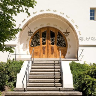 Entrance, Great House Glückert by Joseph Maria Olbrich, Mathildenhöhe, UNESCO World Heritage Site,