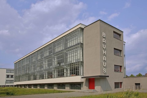 Bauhaus building by architect Walter Gropius 1925, inscription, Bauhaus, art, Dessau,