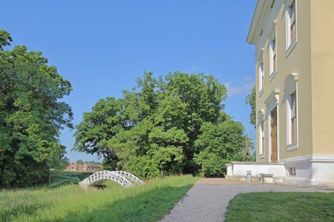 UNESCO Luisium, classicist palace with arched bridge, pond, idyll, Dessau-Wörlitz Garden Kingdom,
