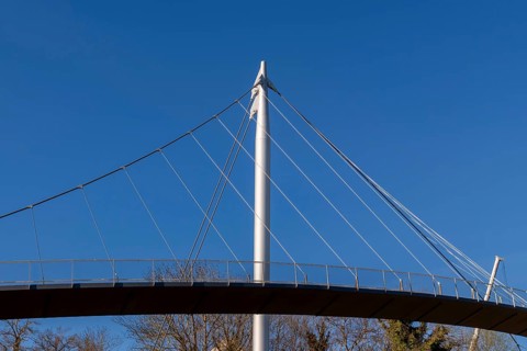 Balcony facing the sea, bridge from the Sassnitz circular path at the harbour, Sassnitz, Rügen,