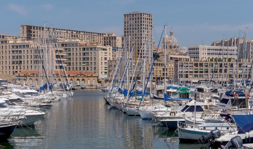 Sailing boats anchored in the Old Harbour, Marseille, Départements Bouches-du-Rhône,