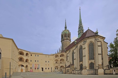Gothic castle with castle church, UNESCO, Luther city Wittenberg, Fläming, Saxony-Anhalt, Germany