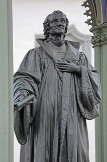 Melanchthon Monument, Philipp Melanchthon, monument, scroll, market square, Luther city Wittenberg,