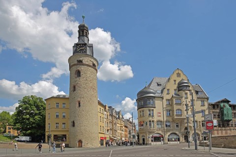 Historic Leipzig Tower built in the 15th century, former watchtower and part of the city