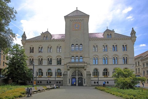 Historic main post office built in 1896, post office building, Halle an der Saale, Saxony-Anhalt,