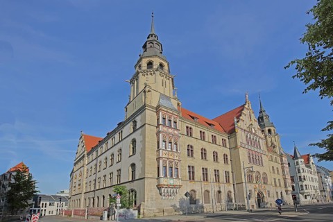 Historic building of the district court built in 1905, historicism, Halle an der Saale,