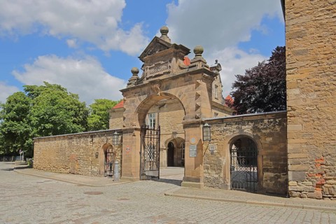 Portal at the castle, archway, entrance, Merseburg, Saxony-Anhalt, Germany